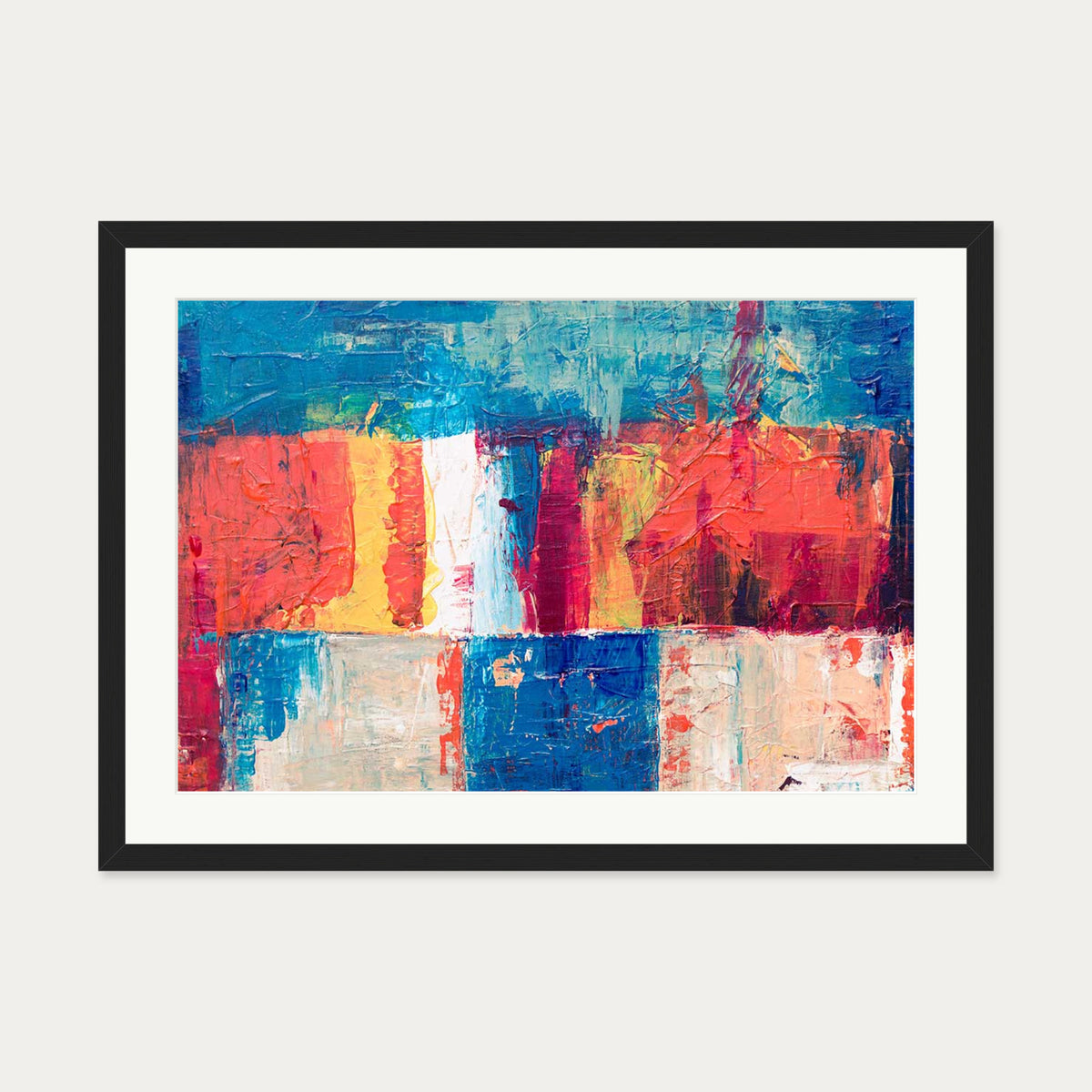 Geometric Abstract Colours II Art Print — 50 x 70 cm — Black Frame