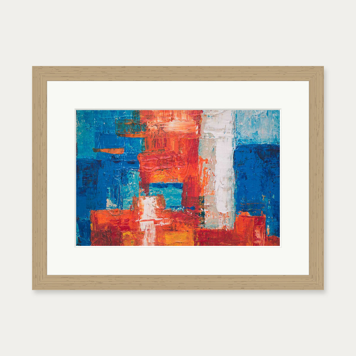 Geometric Abstract Colours III Art Print — 30 x 40 cm — Oak Frame