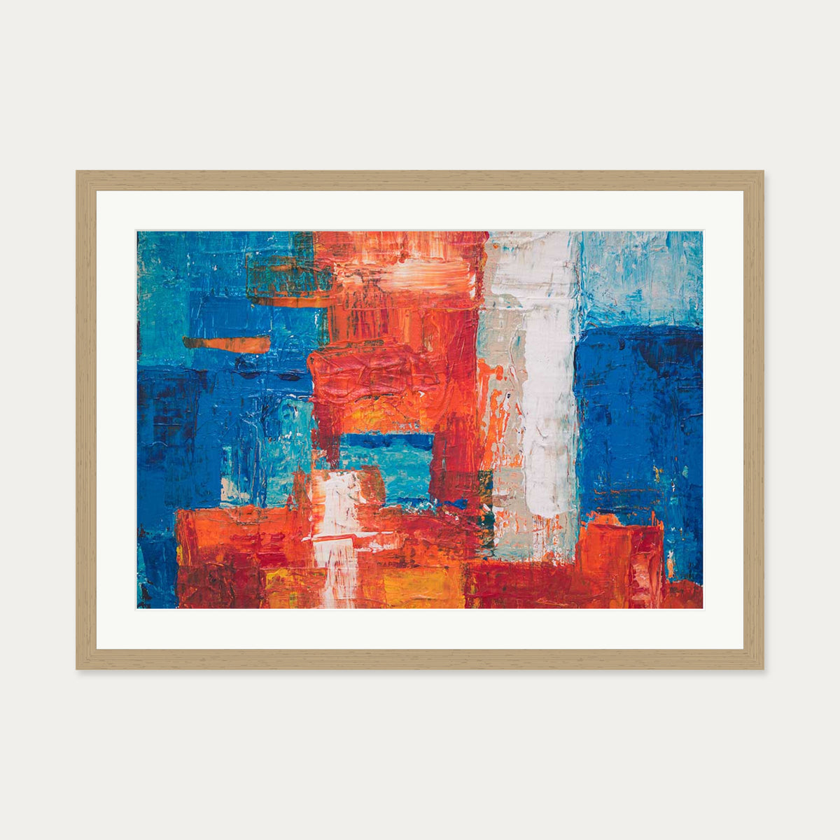 Geometric Abstract Colours III Art Print — 50 x 70 cm — Oak Frame