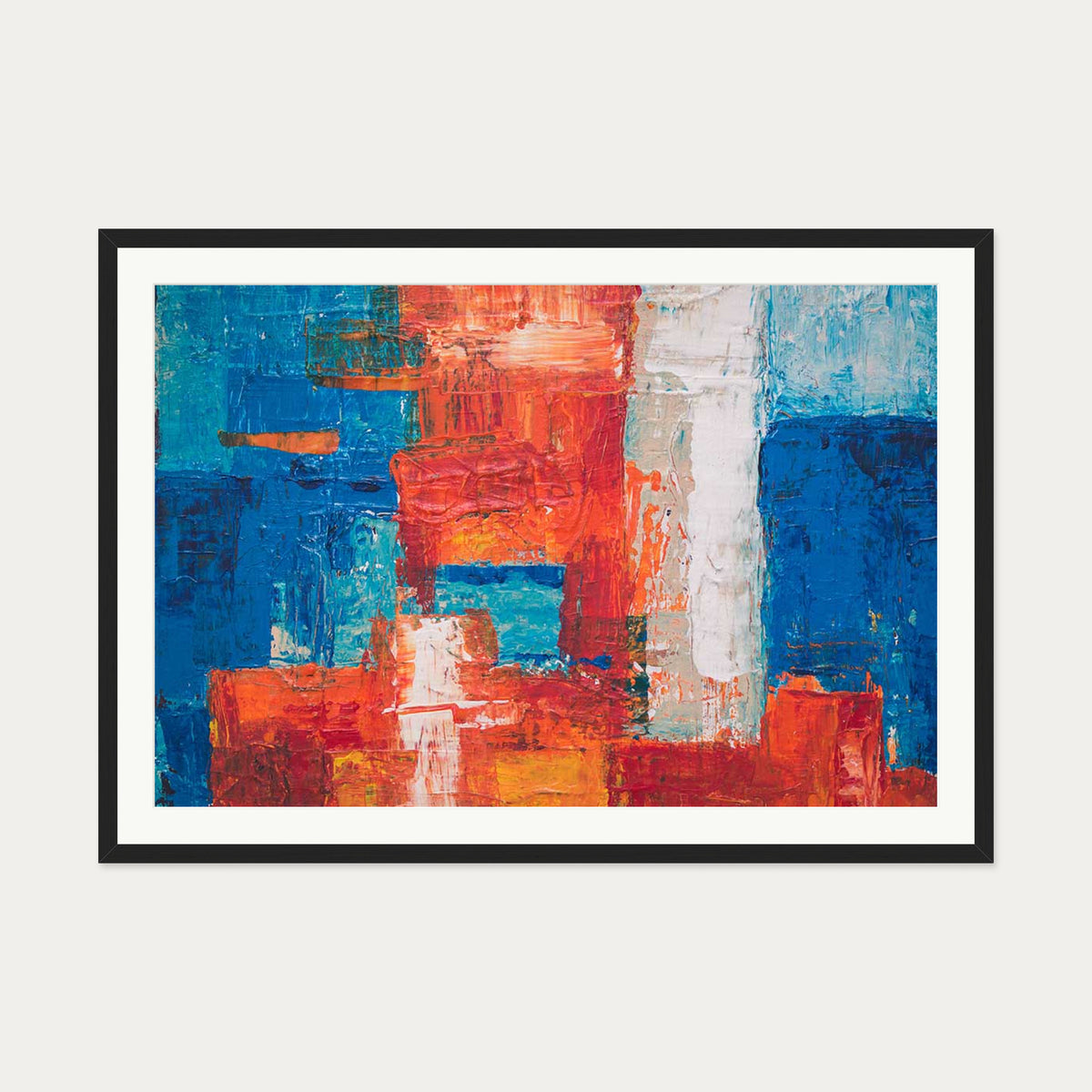 Geometric Abstract Colours III Art Print — 70 x 100 cm — Black Frame