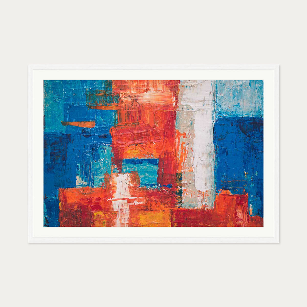 Geometric Abstract Colours III Art Print — 70 x 100 cm — White Frame