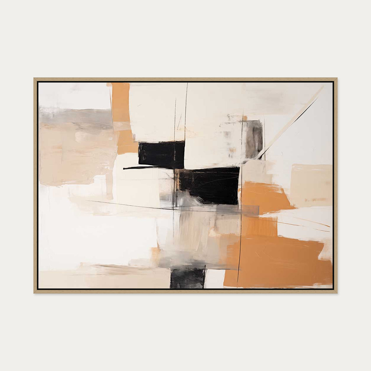 Geometric Harmony Canvas Art — 70 x 100 cm — Oak Frame