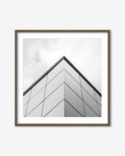 Framed black and white abstract art print on a white background