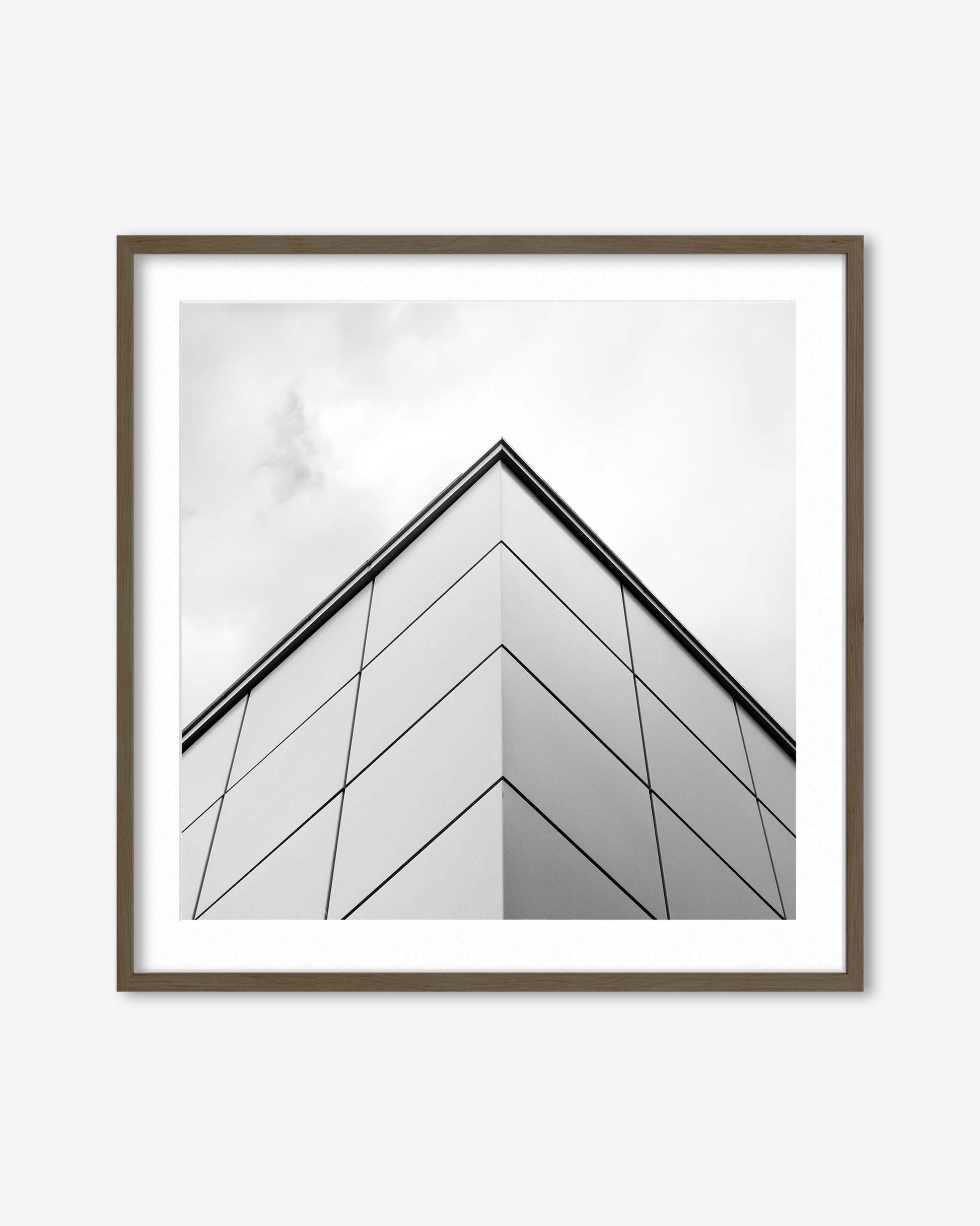 Framed black and white abstract art print on a white background