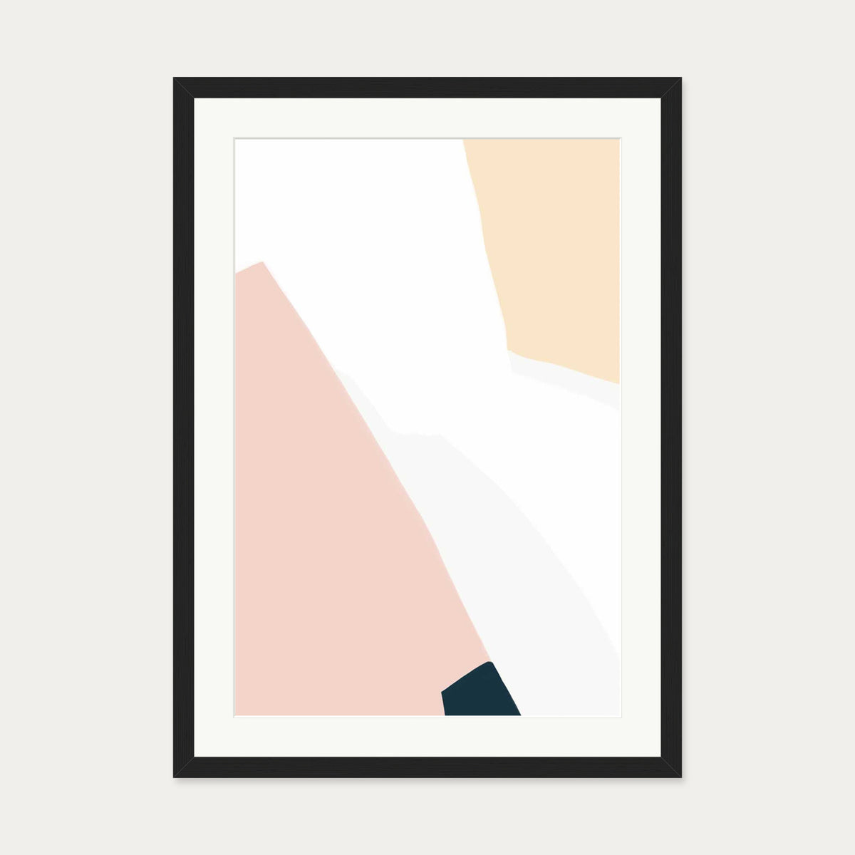 Geometric Peach Shapes Art Print — 50 x 70 cm — Black Frame