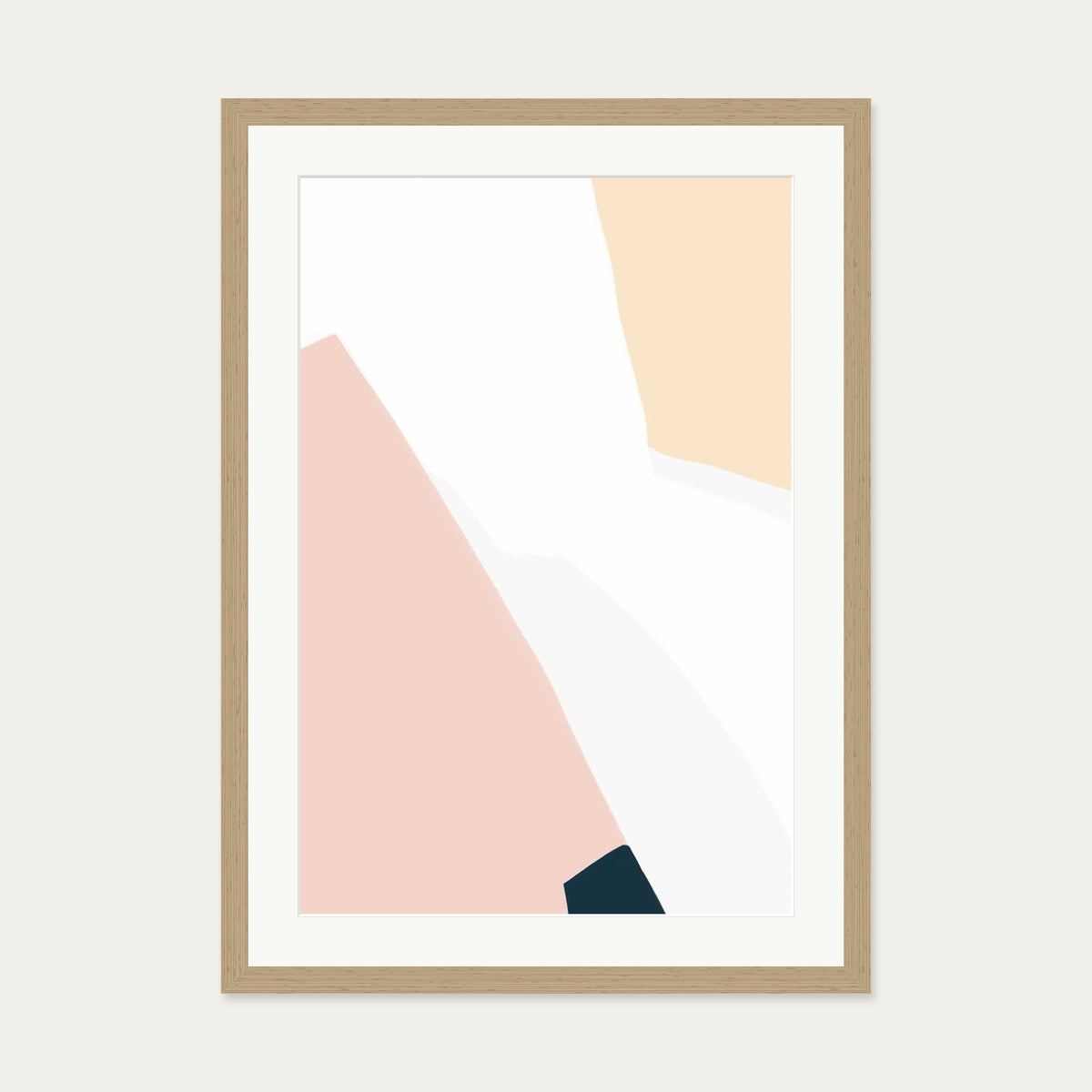 Geometric Peach Shapes Art Print — 50 x 70 cm — Oak Frame