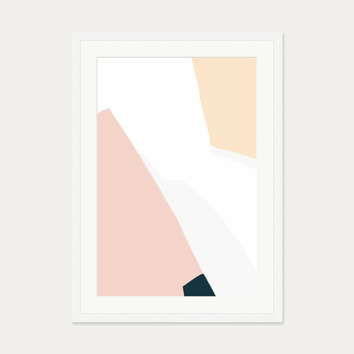Geometric Peach Shapes Art Print — 50 x 70 cm — White Frame
