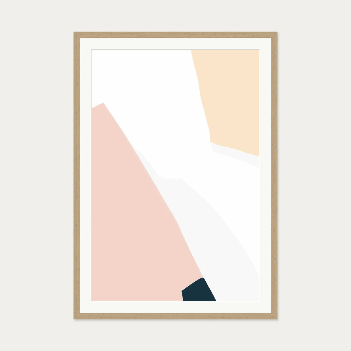 Geometric Peach Shapes Art Print — 70 x 100 cm — Oak Frame