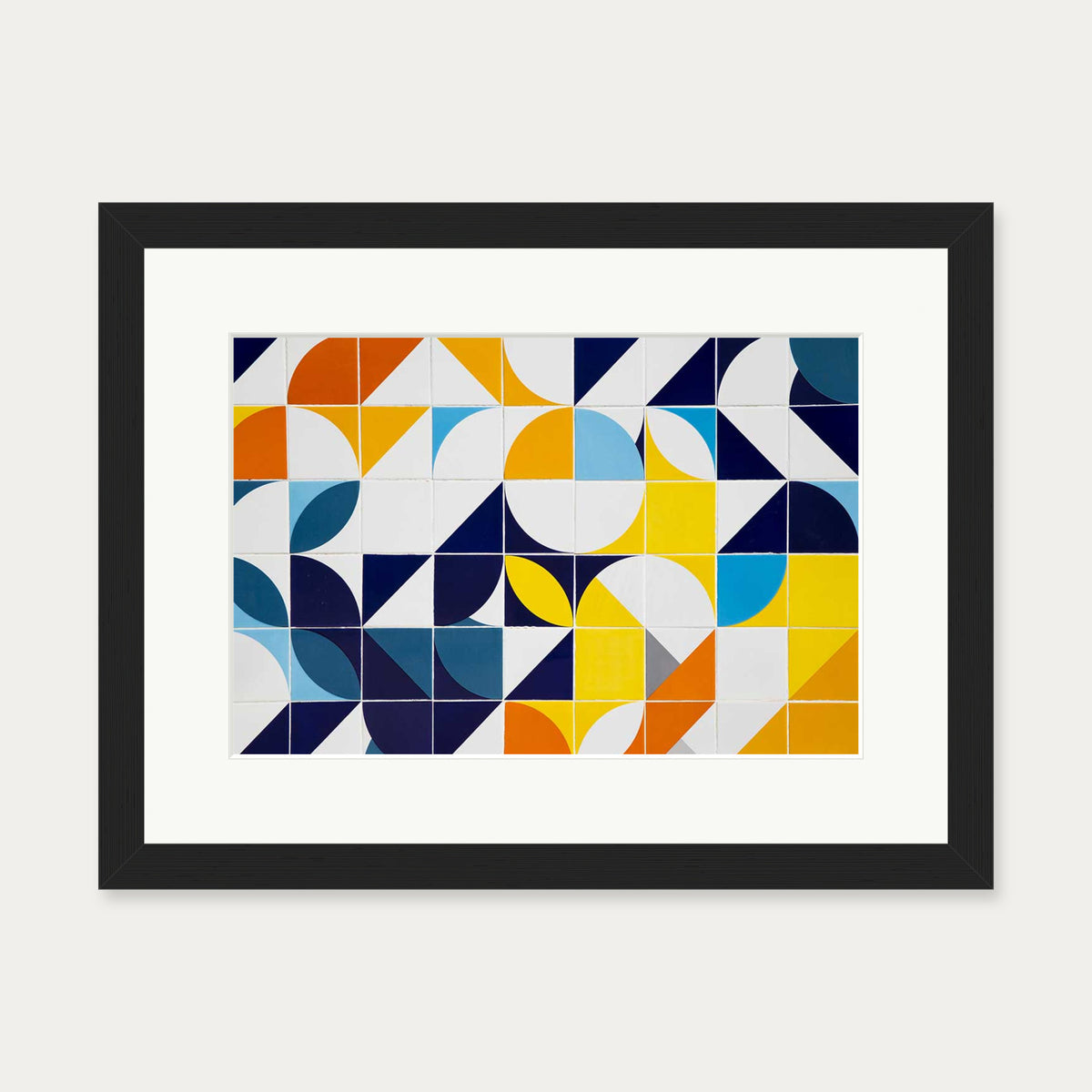 Geometric Tiles Wall Art Print — 30 x 40 cm — Black Frame