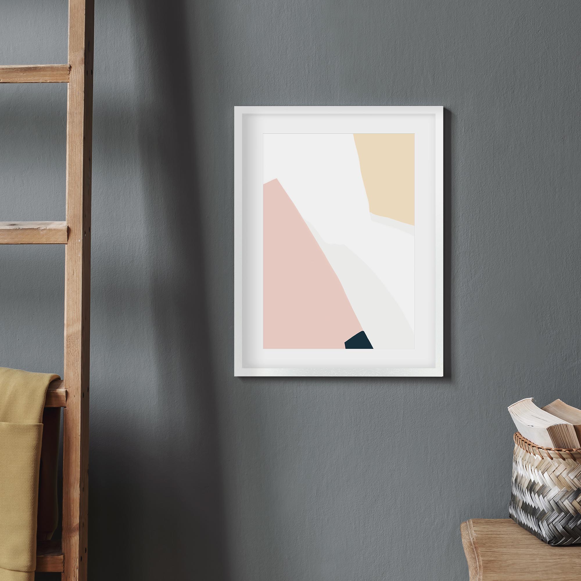 Geometric Peach Shapes Framed Art