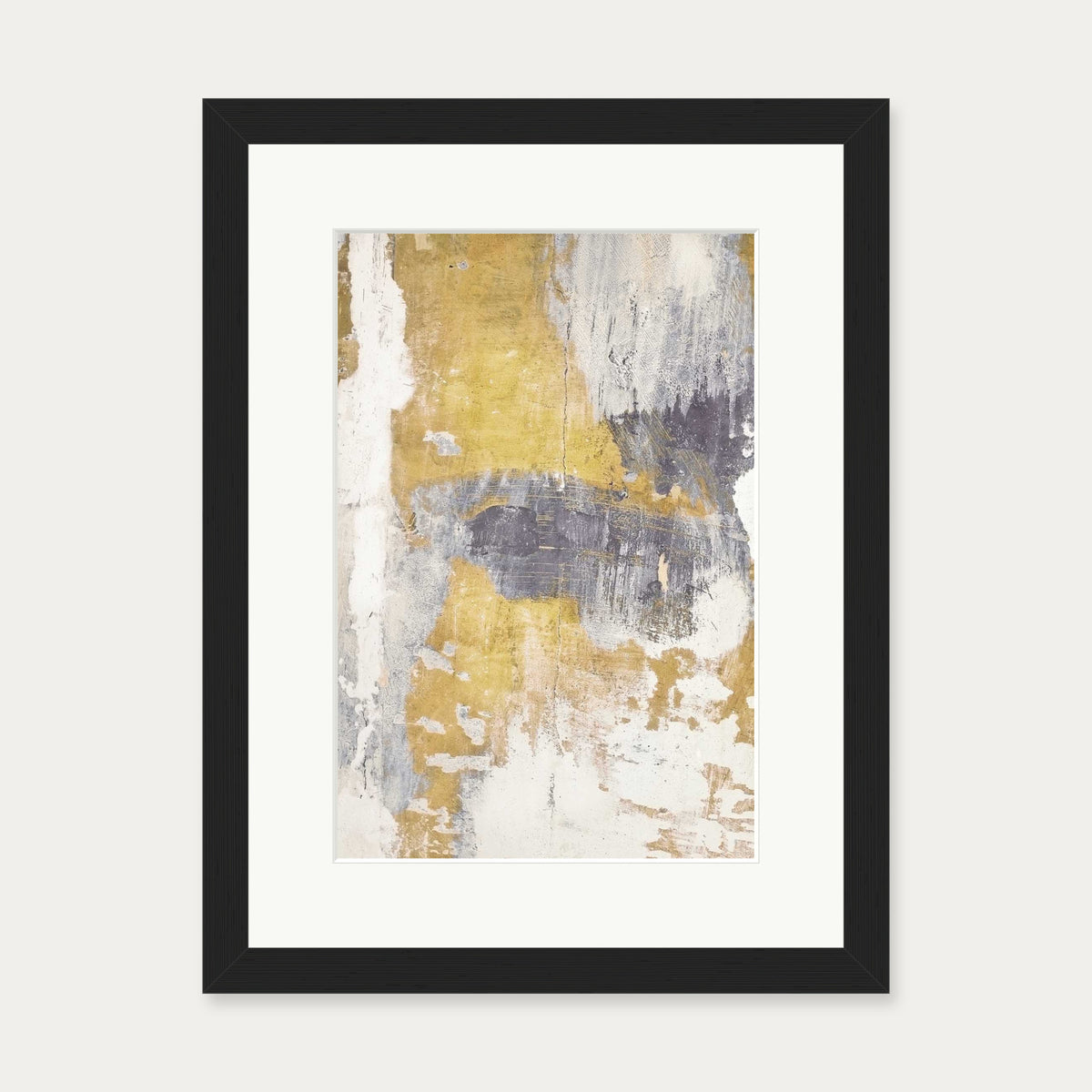 Gold & Grey Texture Wall Art Print — 30 x 40 cm — Black Frame
