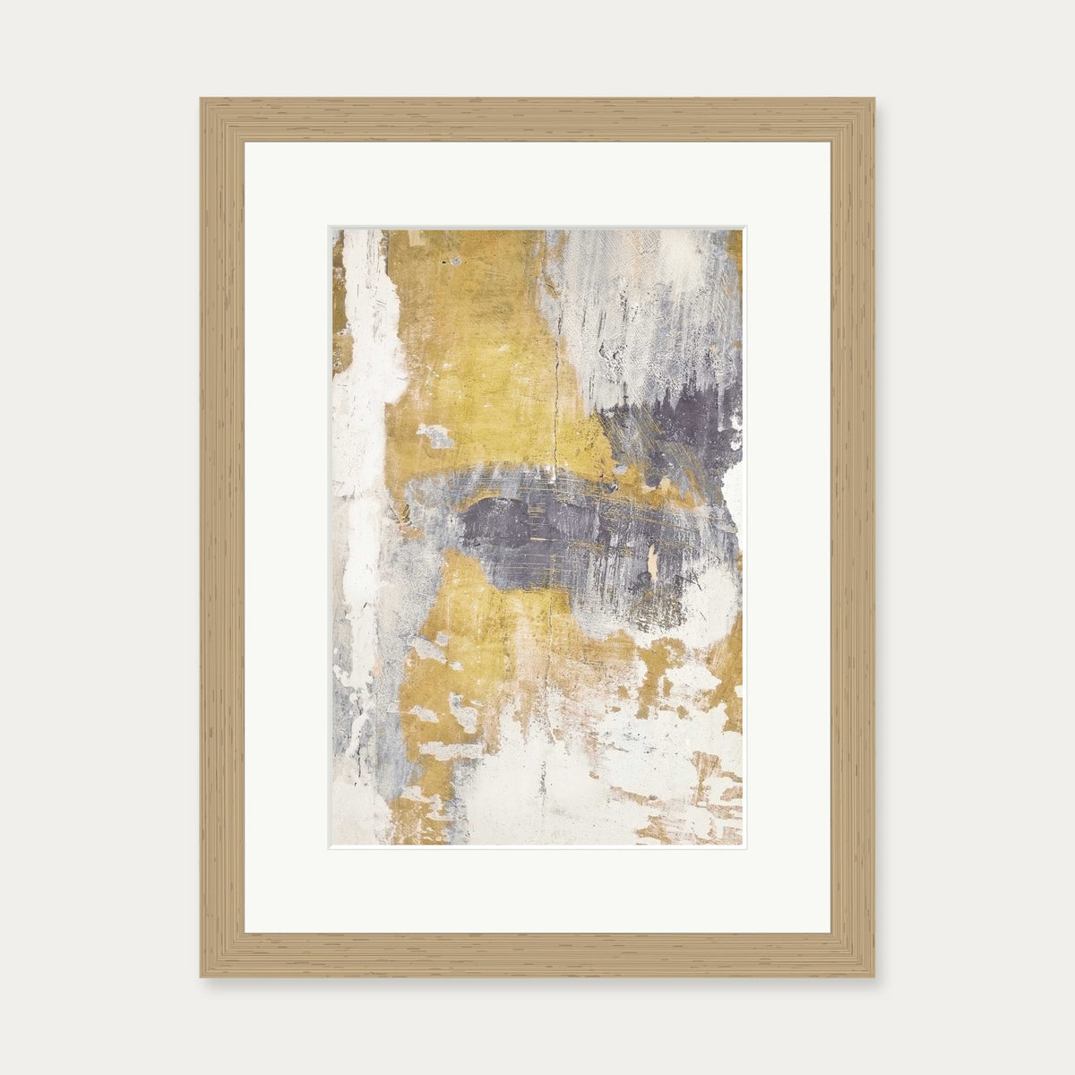 Gold & Grey Texture Wall Art Print — 30 x 40 cm — Oak Frame