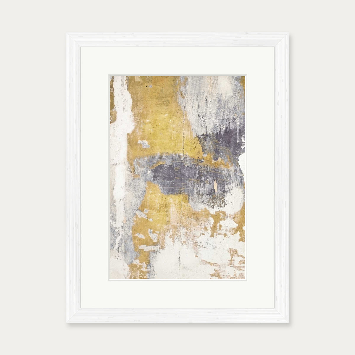 Gold & Grey Texture Wall Art Print — 30 x 40 cm — White Frame