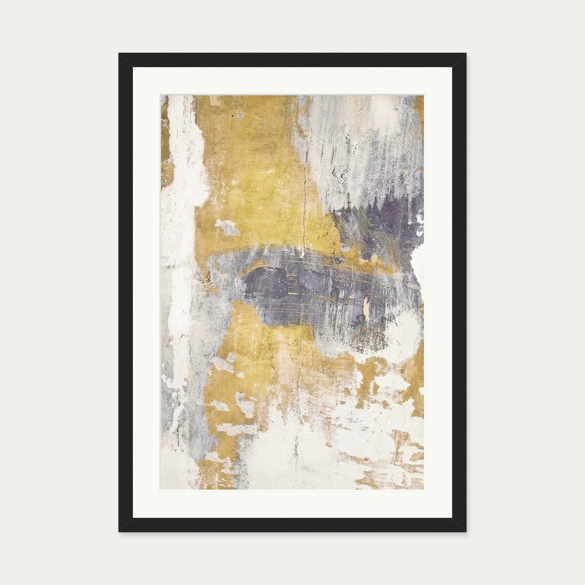 Gold & Grey Texture Wall Art Print — 50 x 70 cm — Black Frame