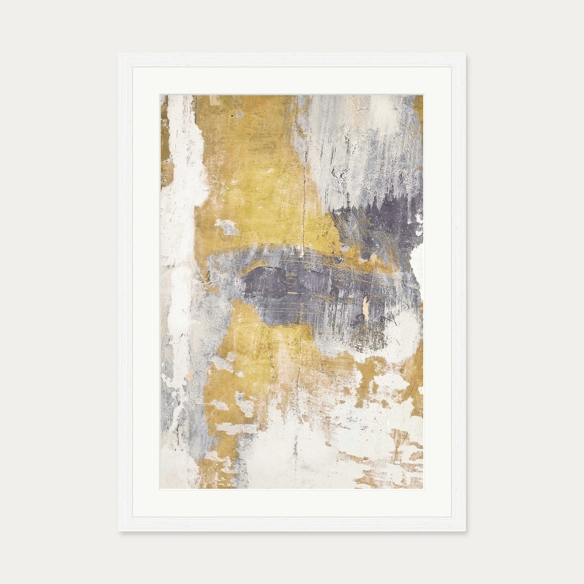 Gold & Grey Texture Wall Art Print — 50 x 70 cm — White Frame