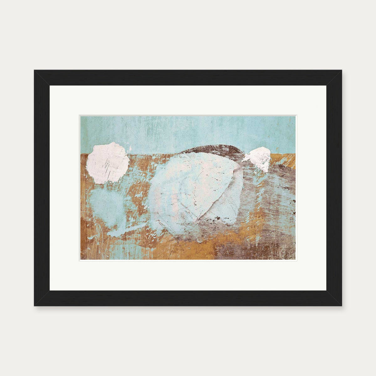 Gold & Teal Texture Wall Art Print — 30 x 40 cm — Black Frame