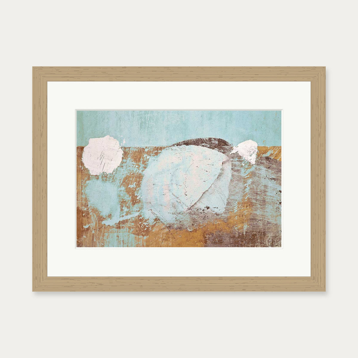 Gold & Teal Texture Wall Art Print — 30 x 40 cm — Oak Frame