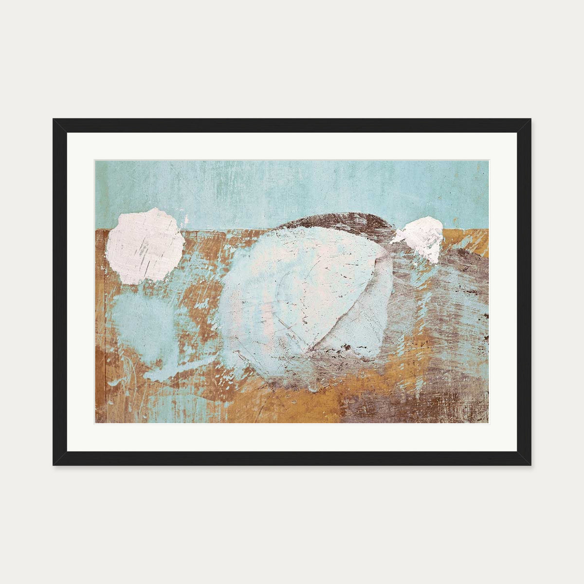 Gold & Teal Texture Wall Art Print — 50 x 70 cm — Black Frame