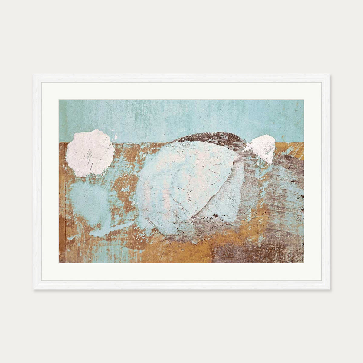 Gold & Teal Texture Wall Art Print — 50 x 70 cm — White Frame