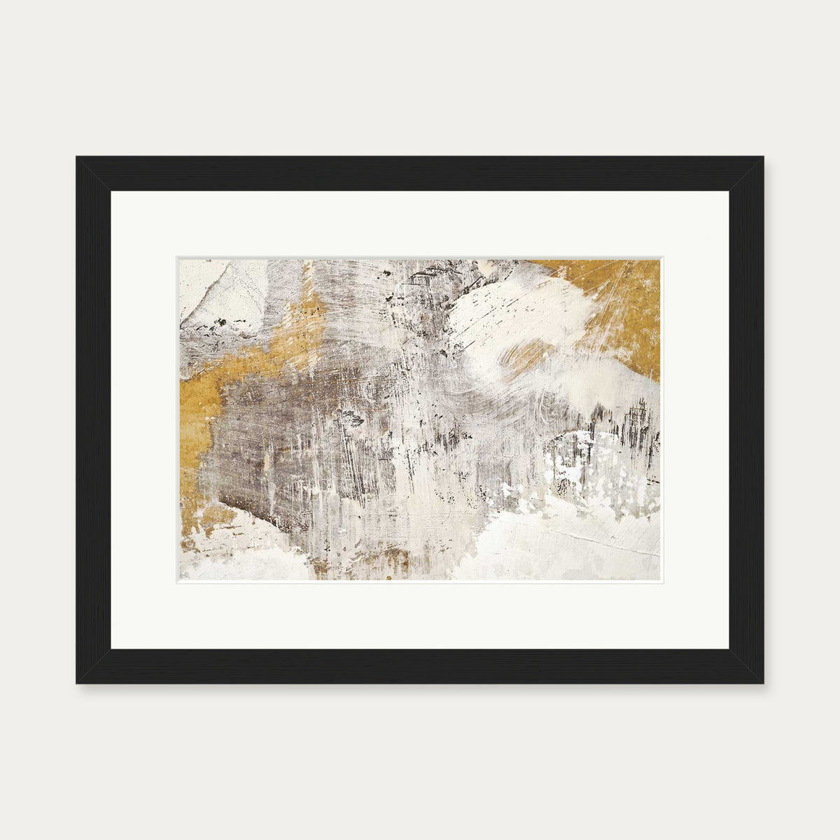 Golden Abstract Texture Wall Art Print — 30 x 40 cm — Black Frame