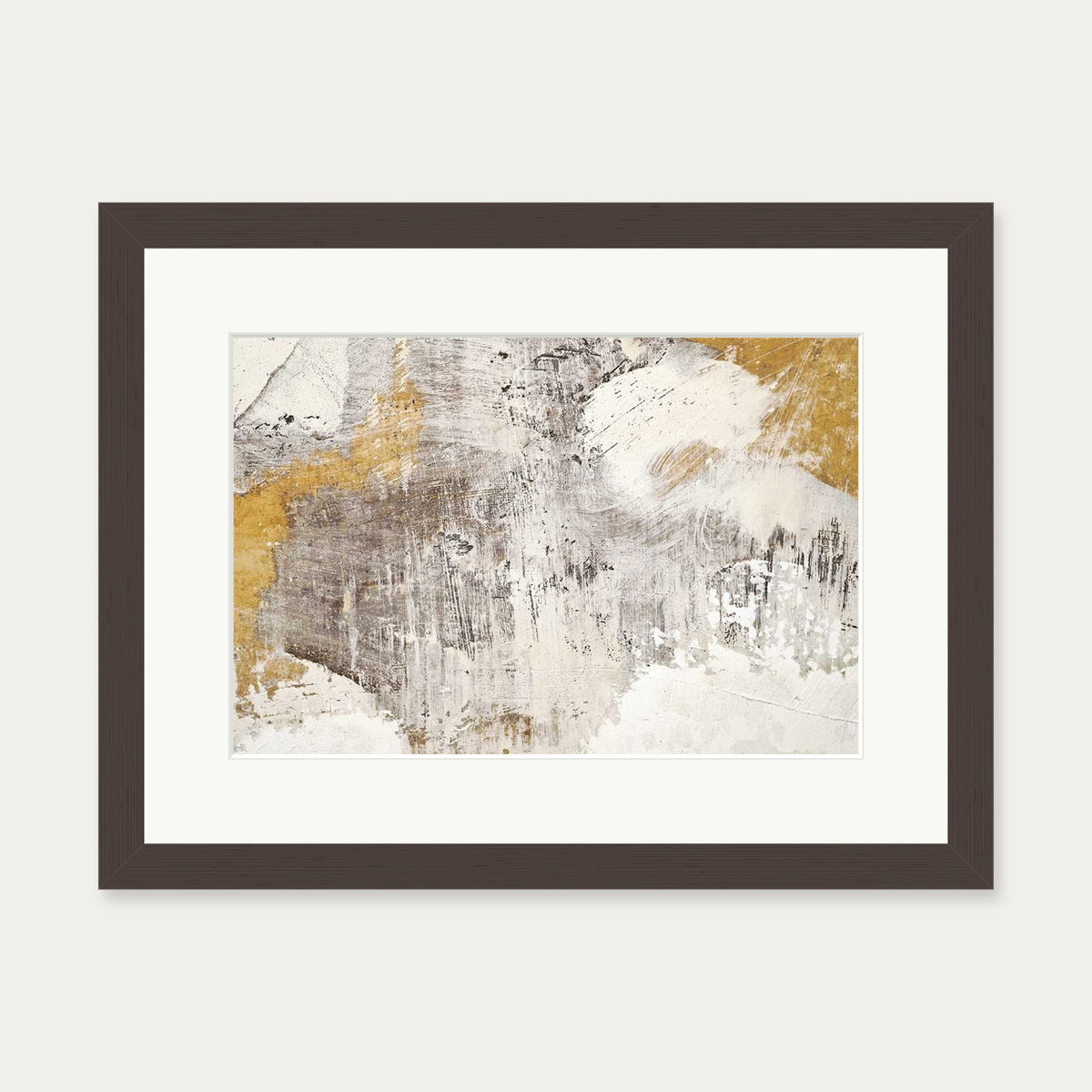 Golden Abstract Texture Wall Art Print — 30 x 40 cm — Brown Frame