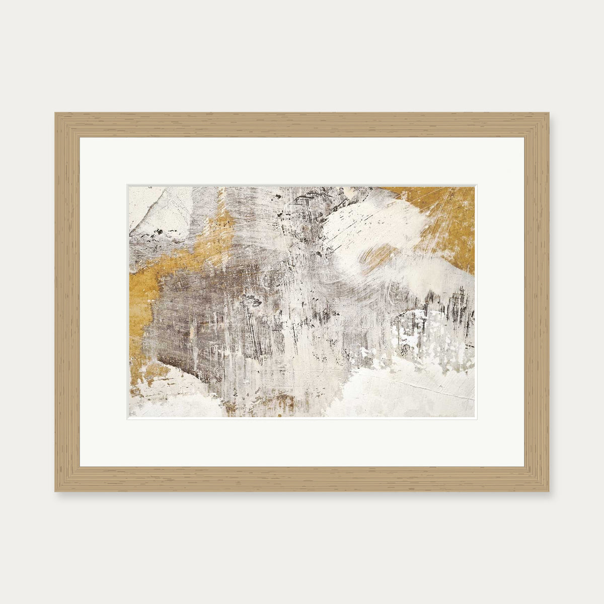 Golden Abstract Texture Wall Art Print — 30 x 40 cm — Oak Frame
