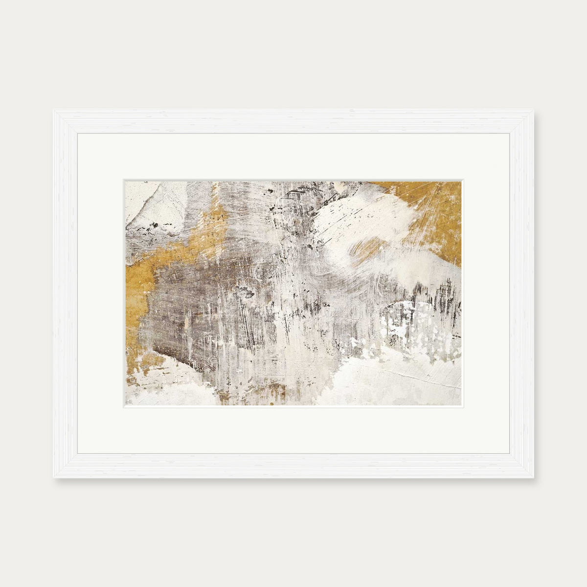 Golden Abstract Texture Wall Art Print — 30 x 40 cm — White Frame