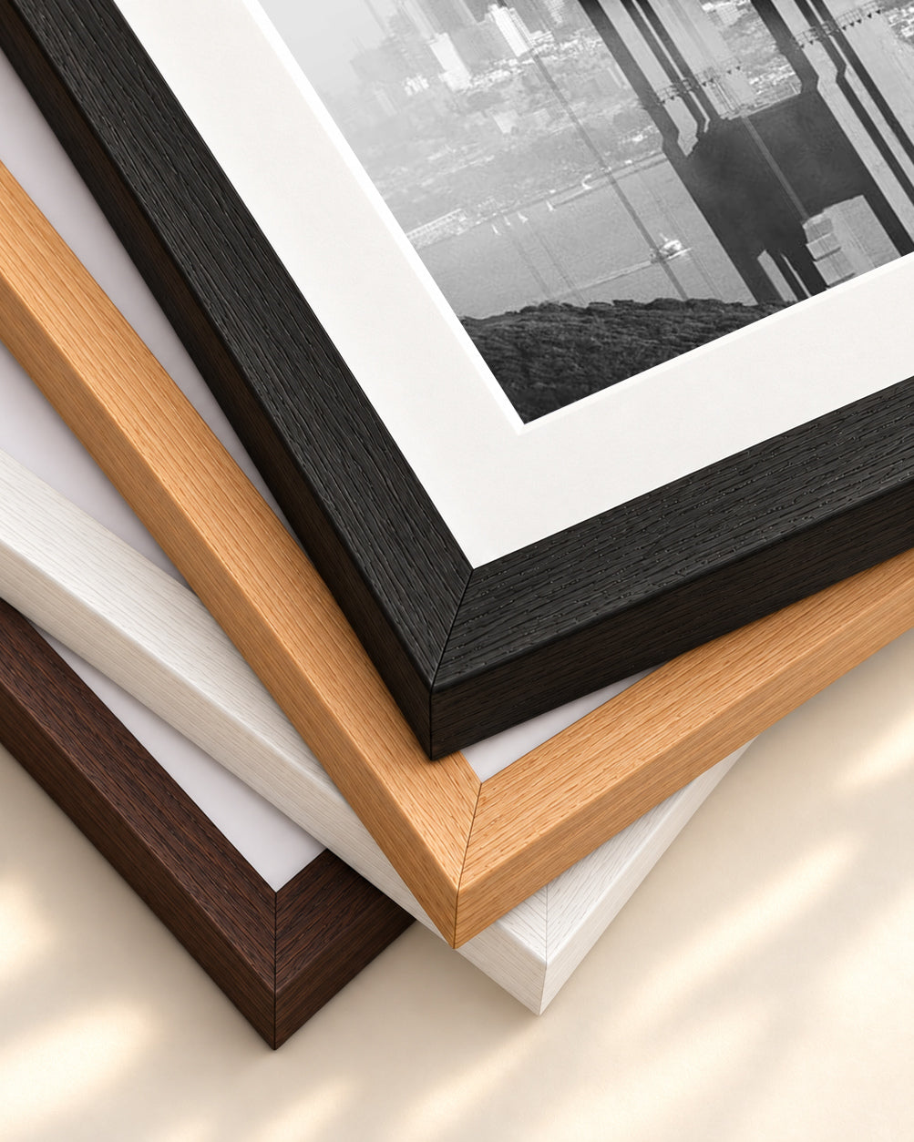 Golden Gate Bridge Art Print — framed print corner with 5 cm mount and bevel