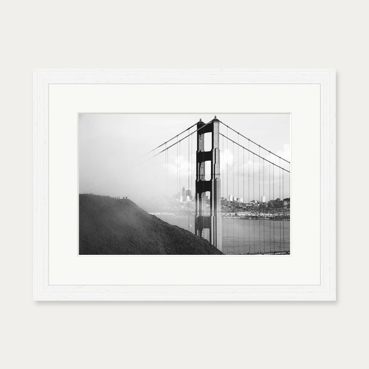 Golden Gate Bridge Art Print — 30 x 40 cm — White Frame