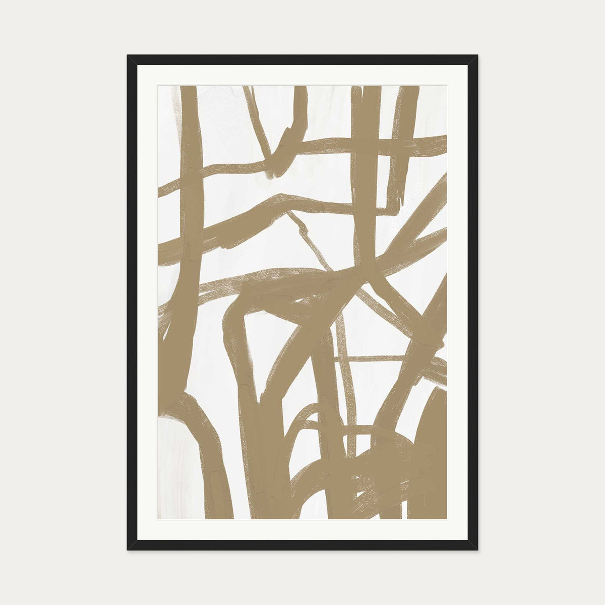 Golden Strings Art Print — 70 x 100 cm — Black Frame