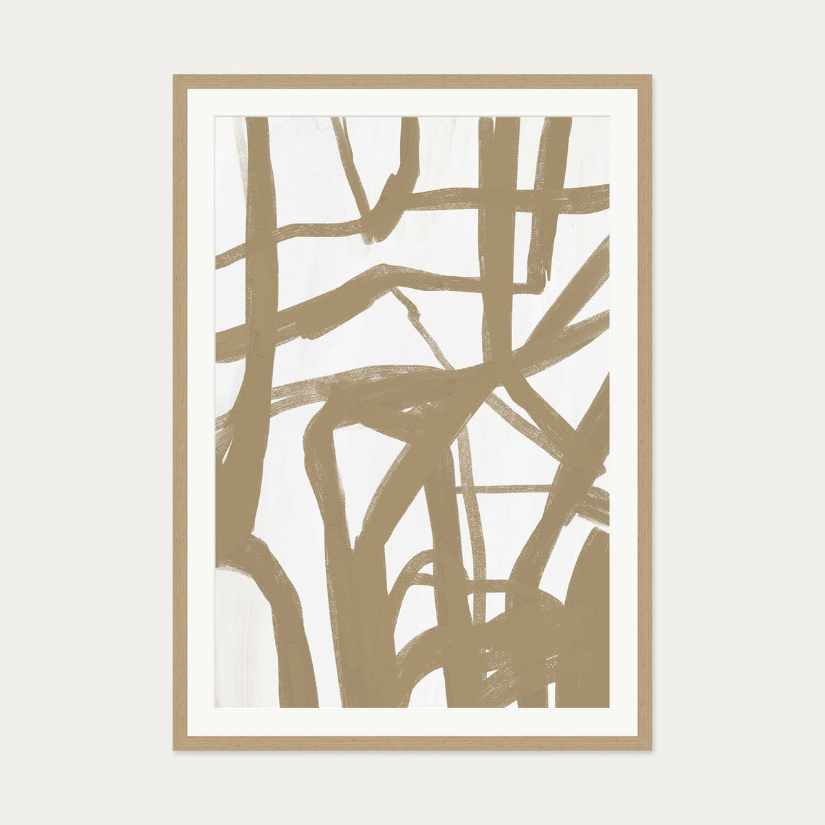 Golden Strings Art Print — 70 x 100 cm — Oak Frame