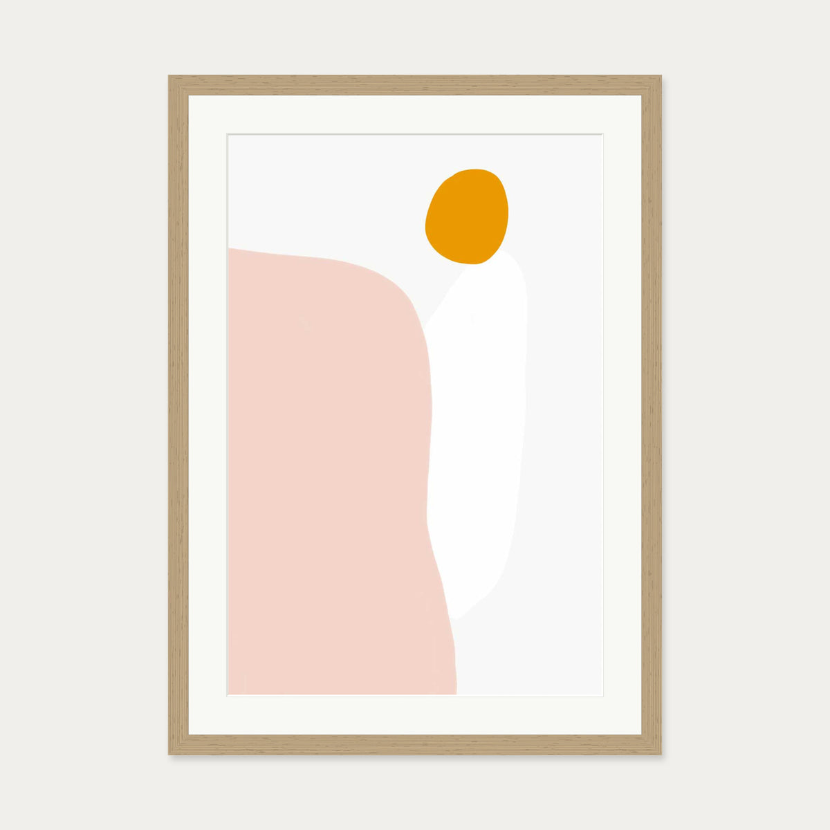 Gouache Organic Shapes Art Print — 50 x 70 cm — Oak Frame
