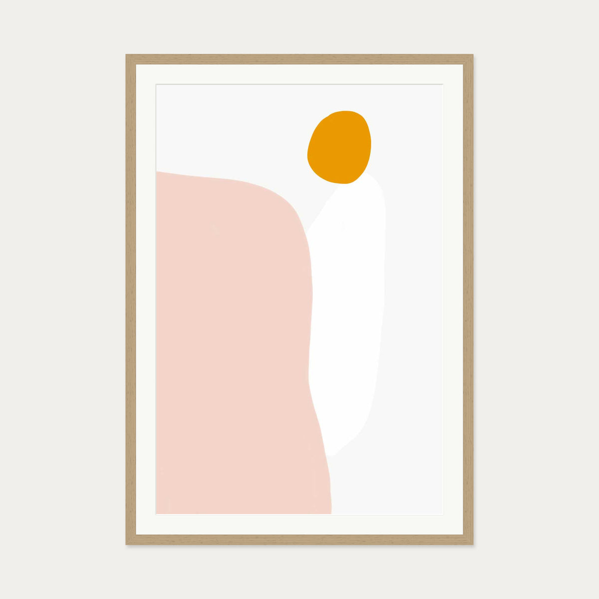 Gouache Organic Shapes Art Print — 70 x 100 cm — Oak Frame