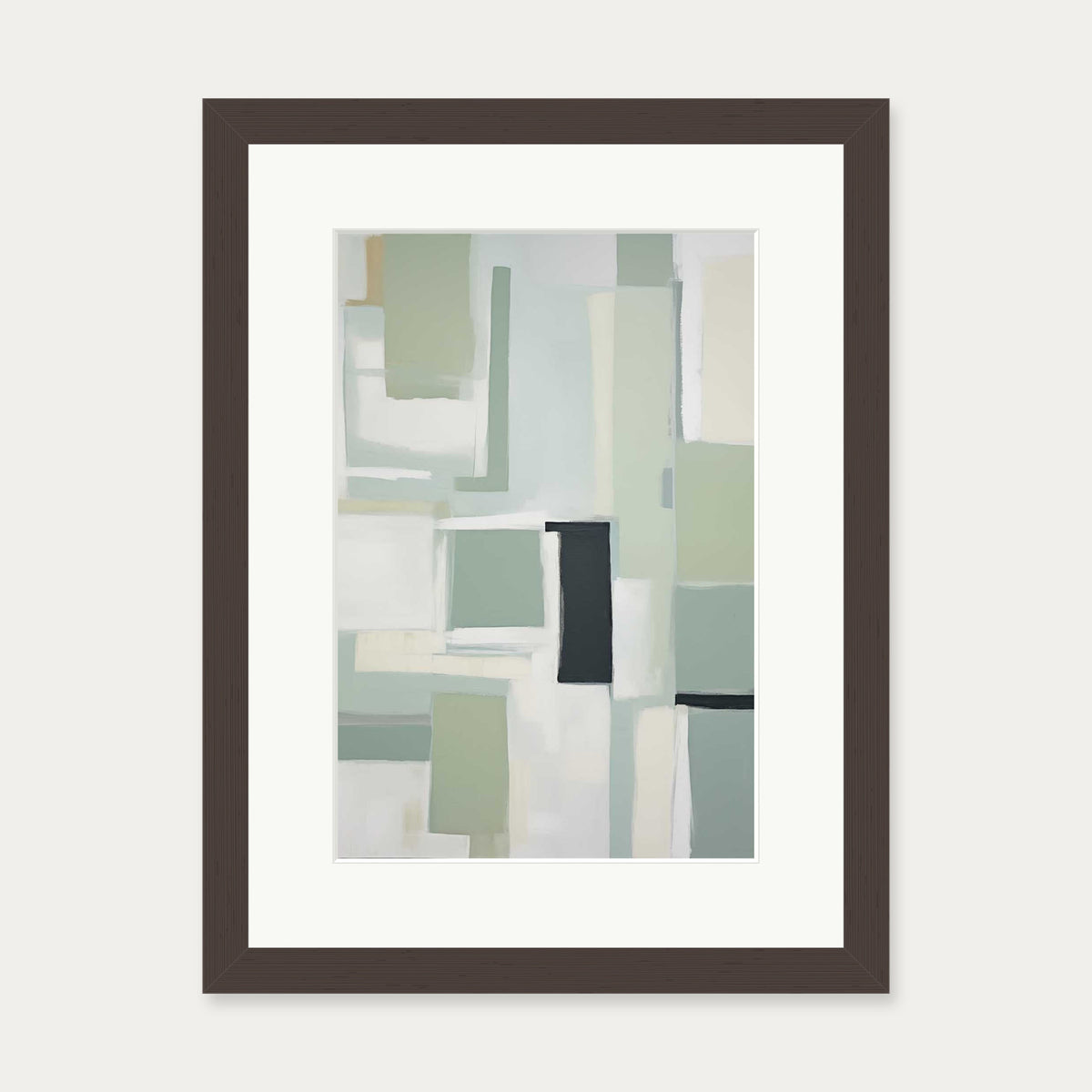 Green Abstract Art Print — 30 x 40 cm — Brown Frame