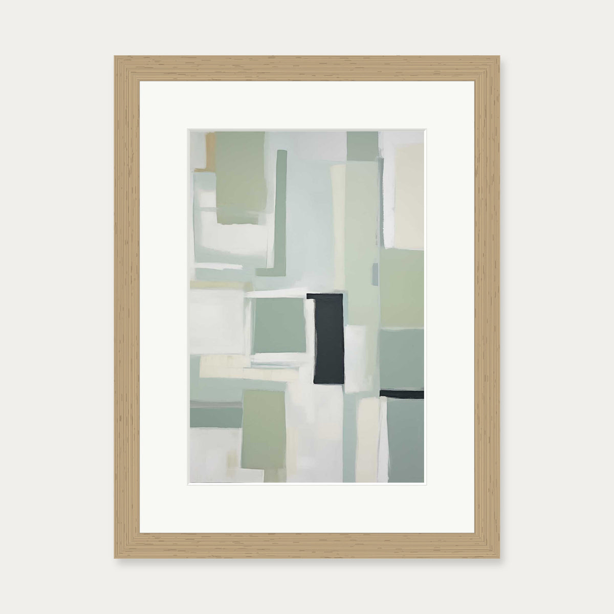 Green Abstract Art Print — 30 x 40 cm — Oak Frame
