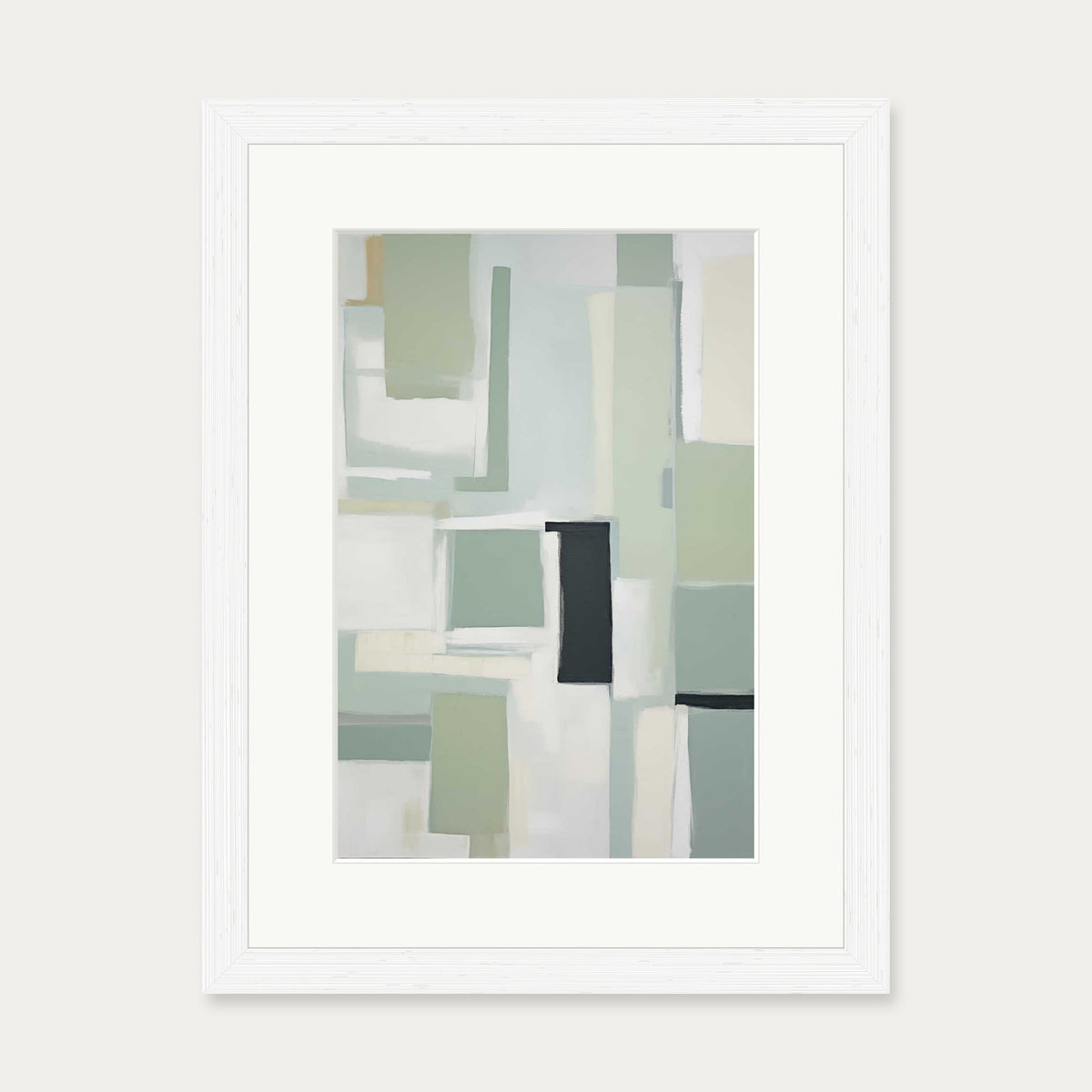 Green Abstract Art Print — 30 x 40 cm — White Frame