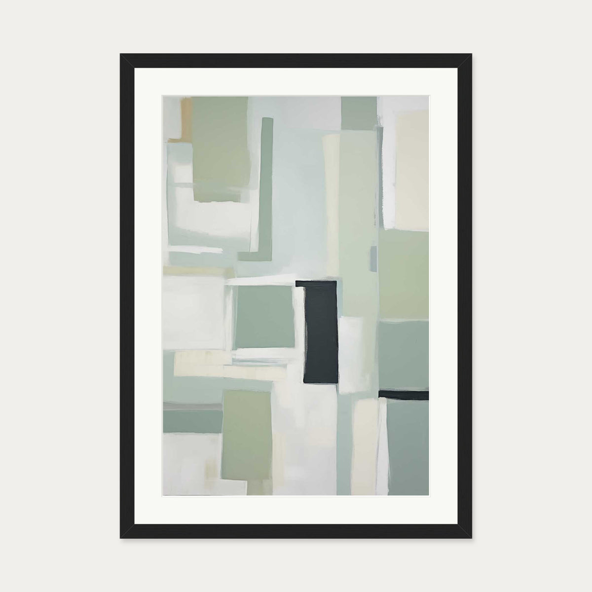 Green Abstract Art Print — 50 x 70 cm — Black Frame