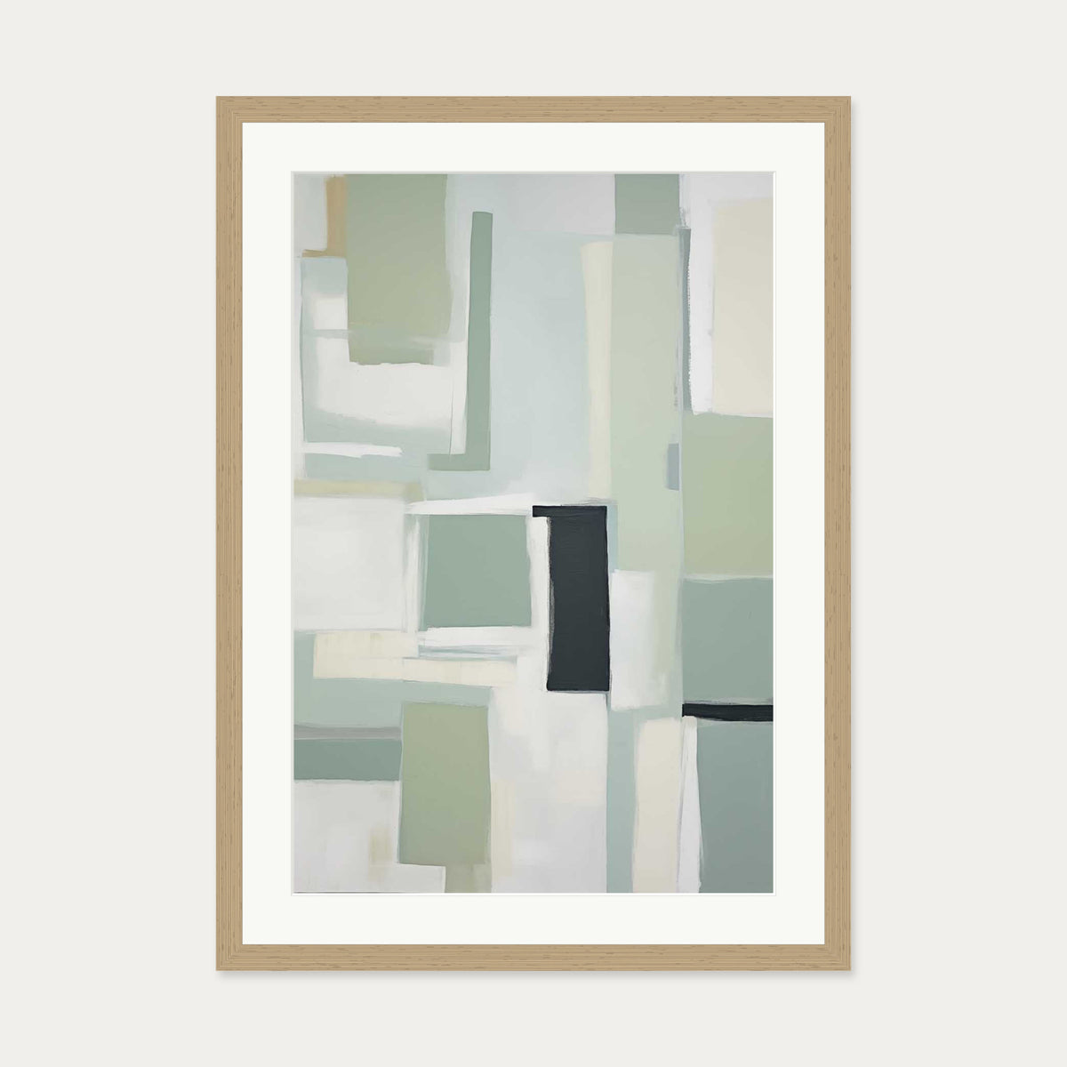 Green Abstract Art Print — 50 x 70 cm — Oak Frame