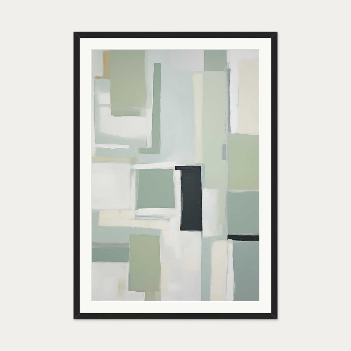 Green Abstract Art Print — 70 x 100 cm — Black Frame