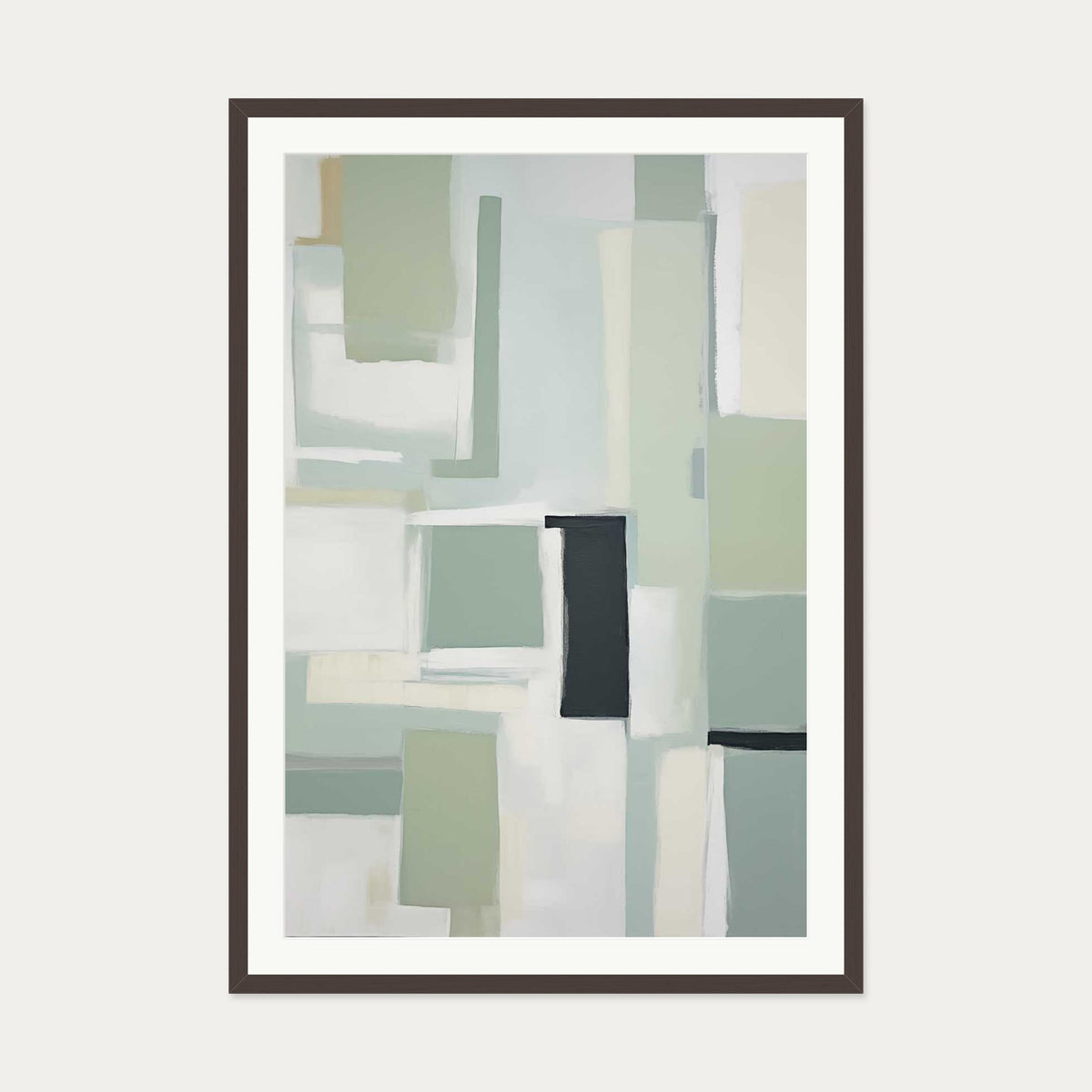 Green Abstract Art Print — 70 x 100 cm — Brown Frame