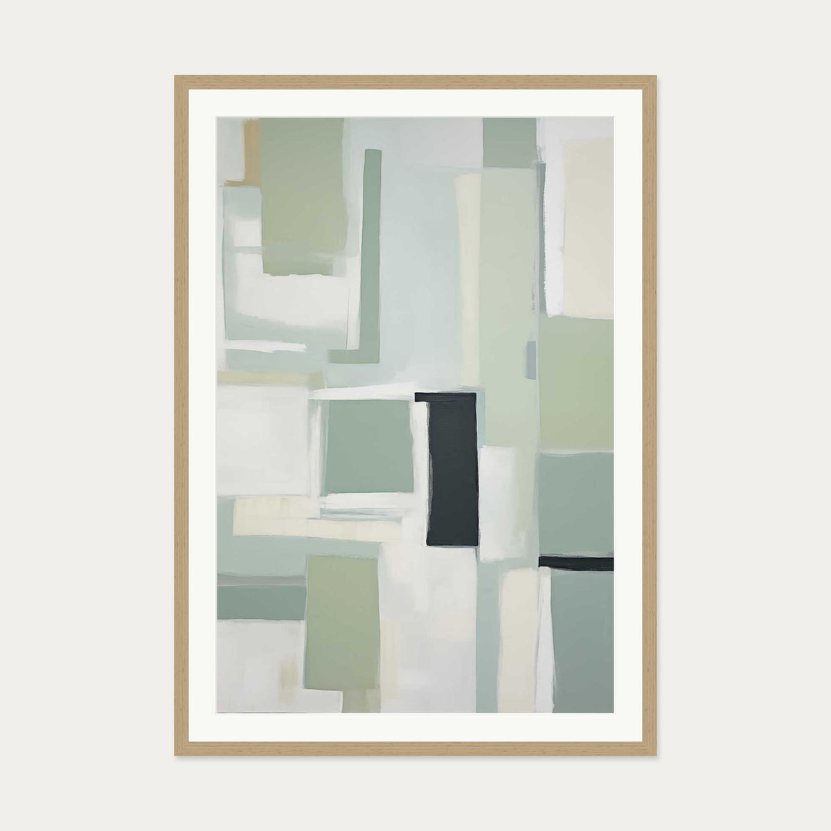 Green Abstract Art Print — 70 x 100 cm — Oak Frame