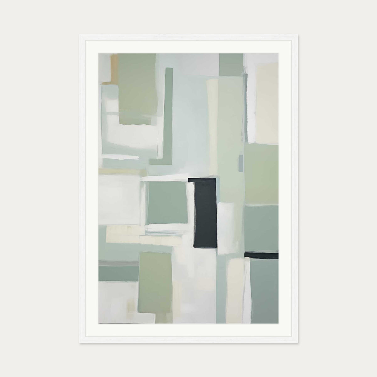 Green Abstract Art Print — 70 x 100 cm — White Frame