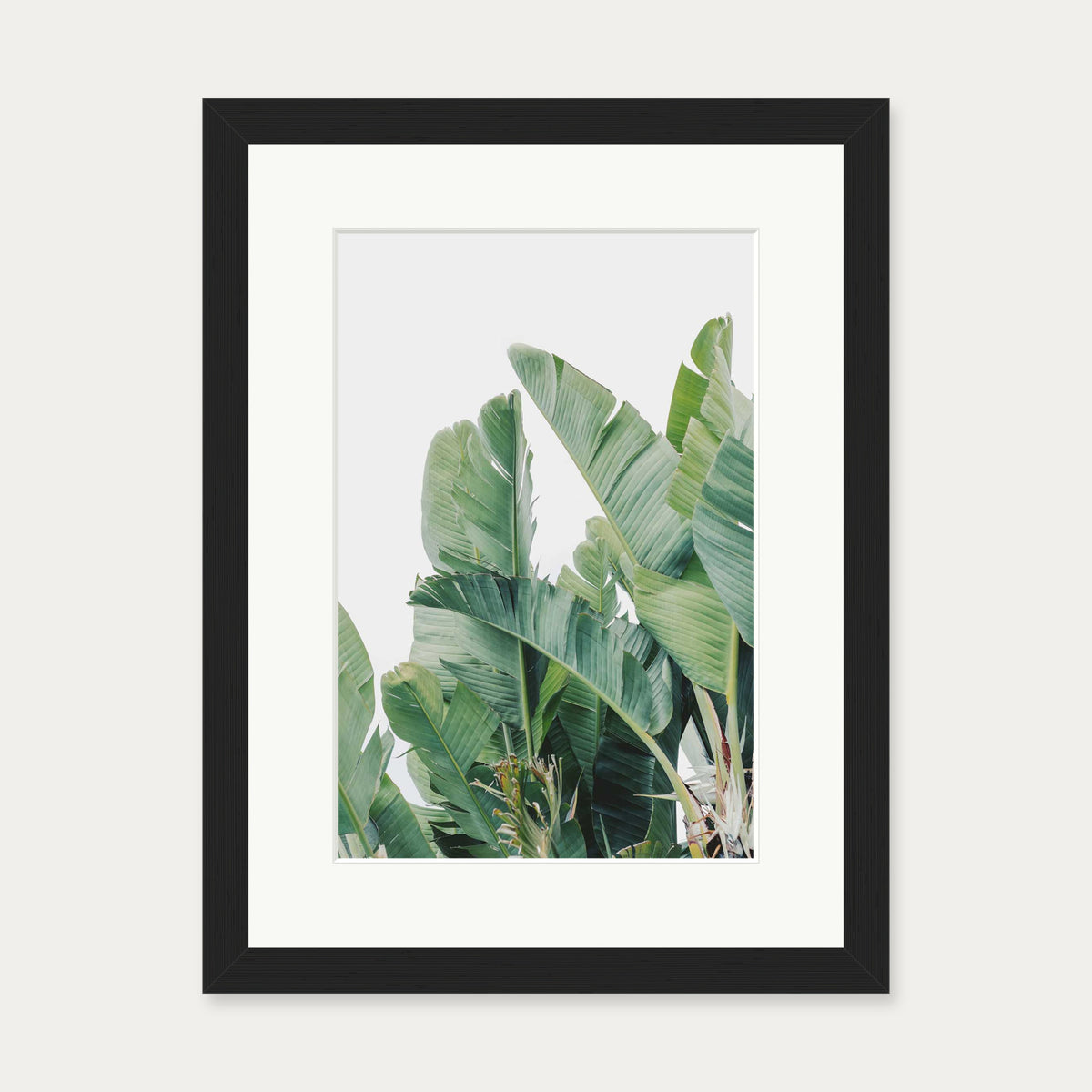 Green Botanical Leaves Wall Art Print — 30 x 40 cm — Black Frame