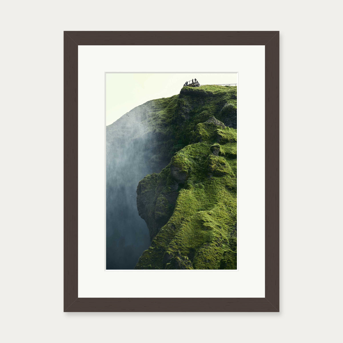 Green Climb Wall Art Print — 30 x 40 cm — Brown Frame
