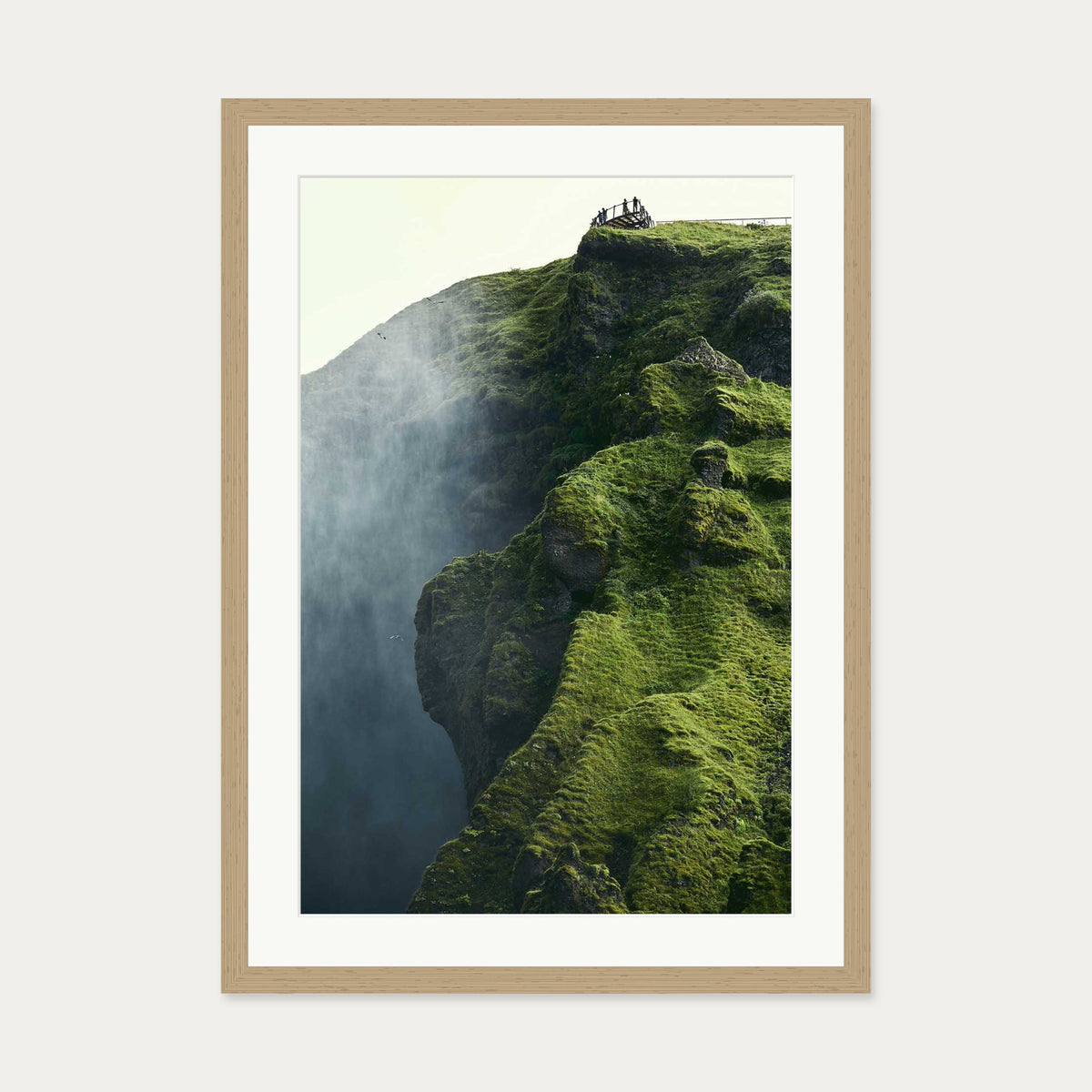 Green Climb Wall Art Print — 50 x 70 cm — Oak Frame