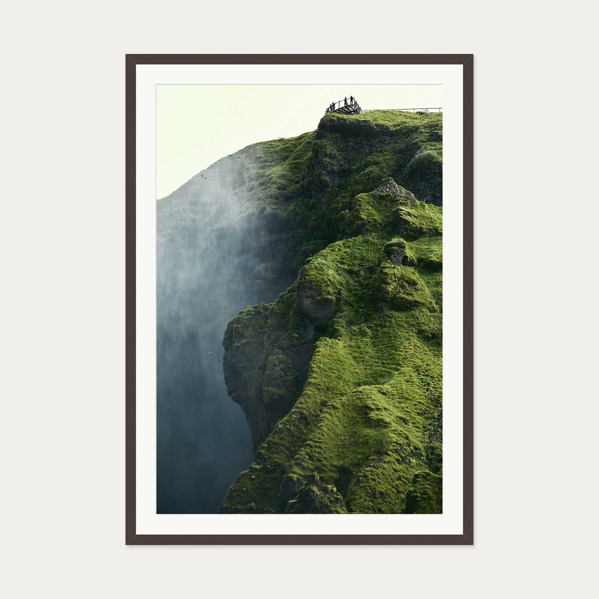 Green Climb Wall Art Print — 70 x 100 cm — Brown Frame