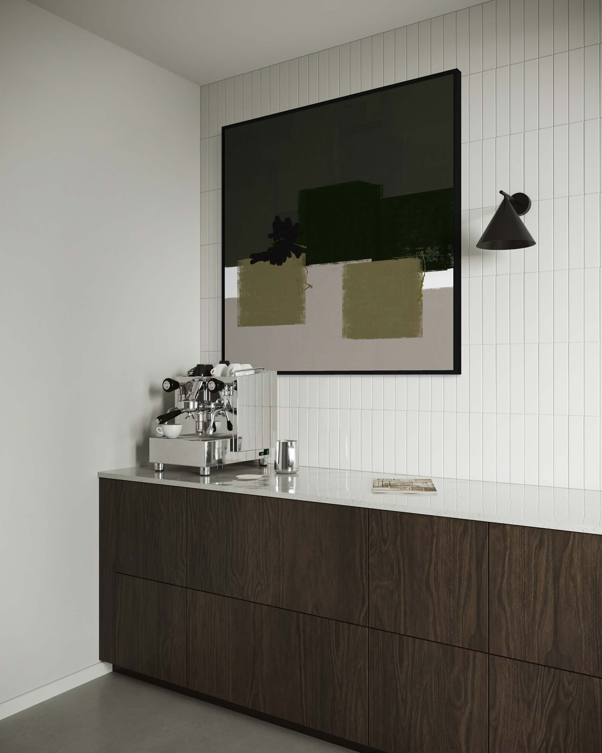 Geometric Olive Green Canvas Art