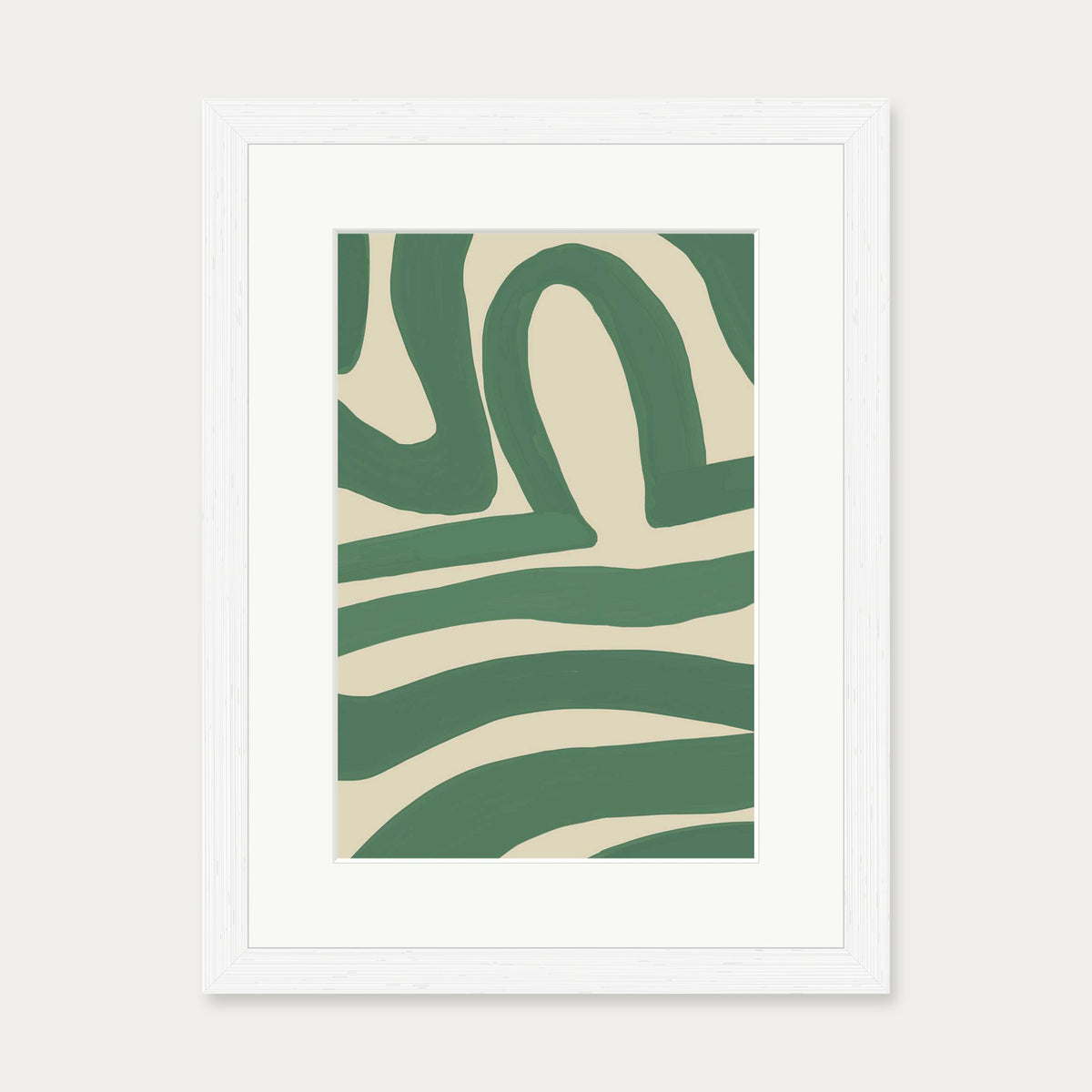 Green Line Art Print — 30 x 40 cm — White Frame