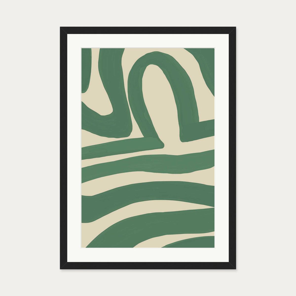 Green Line Art Print — 50 x 70 cm — Black Frame