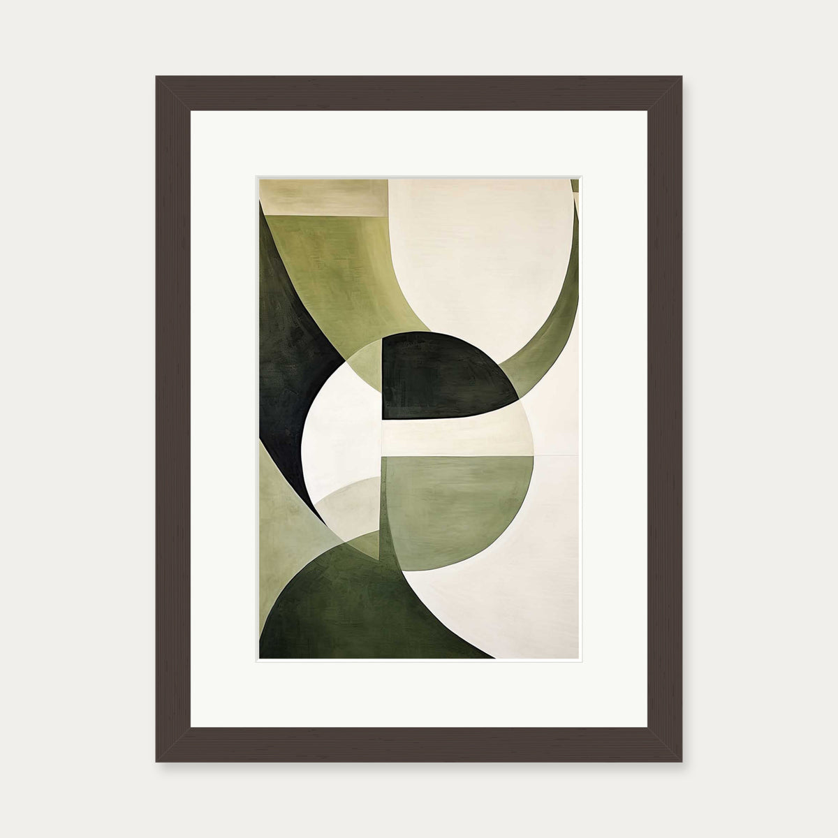 Green Retro Shapes Art Print — 30 x 40 cm — Brown Frame